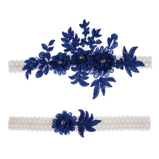 Original Handmade Bridal Lace Garter Belt With Rhinestone Flowers