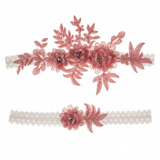 Original Handmade Bridal Lace Garter Belt With Rhinestone Flowers
