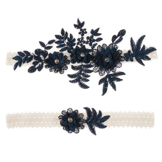 Original Handmade Bridal Lace Garter Belt With Rhinestone Flowers