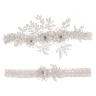 Original Handmade Bridal Lace Garter Belt With Rhinestone Flowers