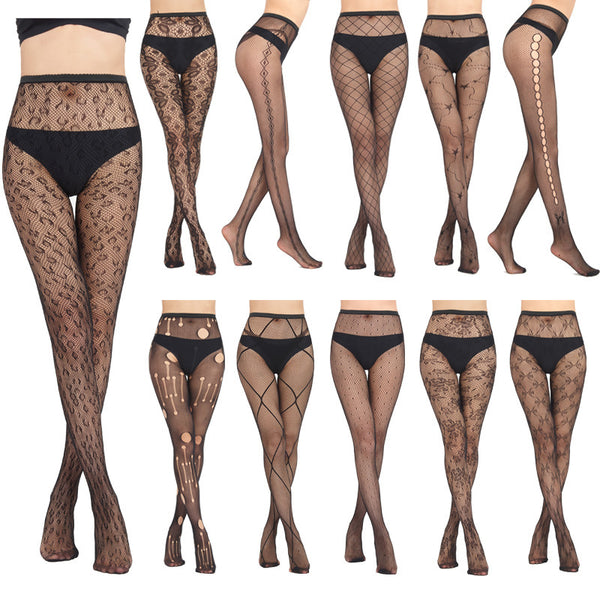 Tempting Nets: Jacquard Fishnet Stockings with Hollow Design