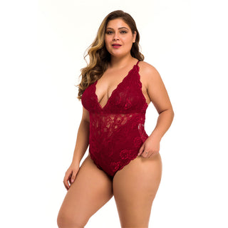 Plus Size Lace Mesh Lingerie bodysuit